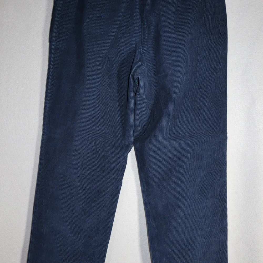 Vintage L.L. Bean Corduroy Pants Womens 8 reg Pleated Front High Rise Navy Blue - Picture 3 of 9